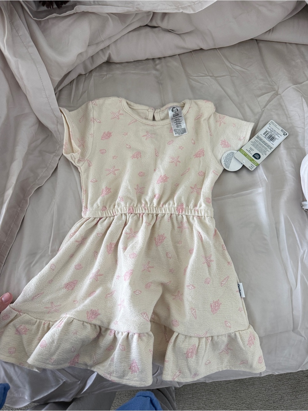 Gerber Cream Knit Dress with Pink Shell Print